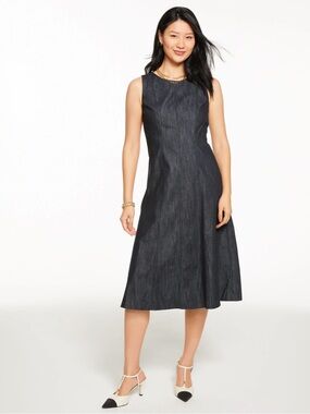 Talbots Dark Denim-Style Sleeveless Midi Dress